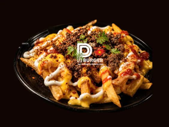 Loaded fries with beef, cheese and sauce